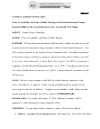 NATIONAL SCIENCE FOUNDATION Notice Of