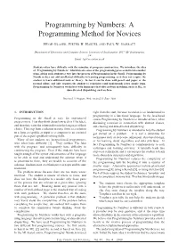 Programming by Numbers: a Programming Method for Novices
