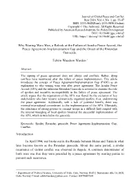 Why Waning Wars Wax; a Relook at the Failure of Arusha Peace Accord, the Peace Agreement-Implementation Gap and the Onset of the Rwandan Genocide
