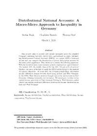Distributional National Accounts: a Macro-Micro Approach to Inequality in Germany