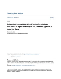 Independent Interpretation of the Wyoming Constitution's Declaration