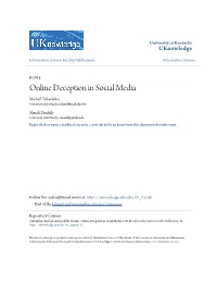 Online Deception in Social Media Michail Tsikerdekis University of Kentucky, Tsikerdekis@Uky.Edu
