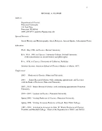 1 MICHAEL A. FLOWER Address Department of Classics Princeton