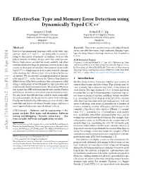Effectivesan: Type and Memory Error Detection Using Dynamically Typed C/C++∗