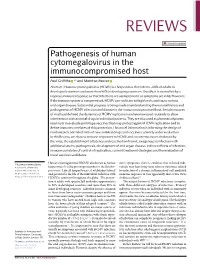 Pathogenesis of Human Cytomegalovirus in the Immunocompromised Host