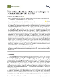 State-Of-The-Art Artificial Intelligence Techniques for Distributed Smart