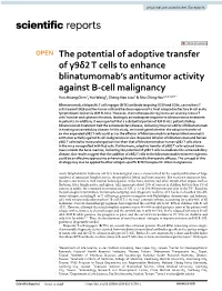 The Potential of Adoptive Transfer of Γ9δ2 T Cells to Enhance