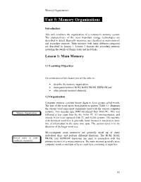 Unit 5: Memory Organizations