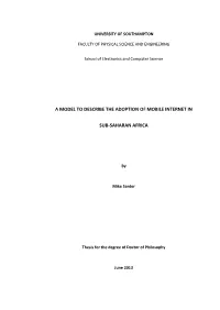A Model to Describe the Adoption of Mobile Internet in Sub-‐Saharan Africa