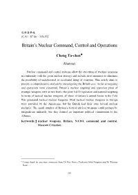 Britain‟S Nuclear Command, Control and Operations