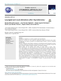 Laryngeal and Vocal Alterations After Thyroidectomy
