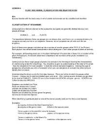 Lesson 4 Plant and Animal Classification and Identification