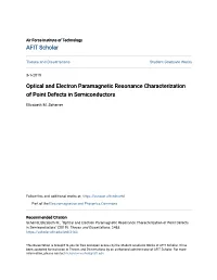 Optical and Electron Paramagnetic Resonance Characterization of Point Defects in Semiconductors