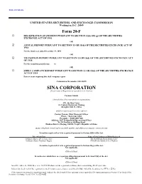 SINA CORPORATION (Exact Name of Registrant As Specified in Its Charter)