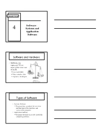 Systems and Application Software Software and Hardware