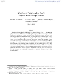 Why Local Party Leaders Don't Support Nominating Centrists