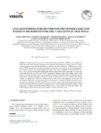A Palaeotemperature Record for the Finnish Lakeland Based on Microdensitometric Variations in Tree Rings