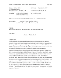 Acoustical Studies of Rock Art Sites on Three Continents