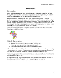 African Masks Introduction Slide 1: Map of Africa