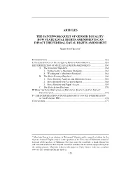 Articles the Patchwork Quilt of Gender Equality: How
