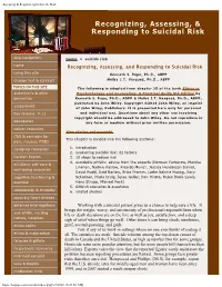 Assessing & Responding to Suicide Risk