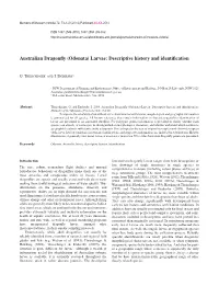 Australian Dragonfly (Odonata) Larvae: Descriptive History and Identification