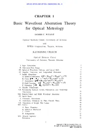 Basic Wavefront Aberration Theory for Optical Metrology