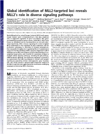 Global Identification of MLL2-Targeted Loci Reveals Mll2ts Role in Diverse Signaling Pathways