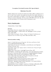 Reading List of 2-3 Texts to Read for Each Session, and Students Are Advised to Have Made a Good Start on the Primary Reading Before Term Begins