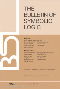 The Bulletin of Symbolic Logic the Bulletin of Symbolic Logic