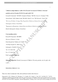 Validation and Preliminary Results of the Parental Assessment of Children’S External