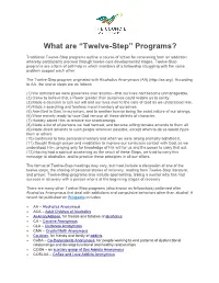 What Are “Twelve-Step” Programs?
