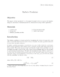 Ballistic Pendulum
