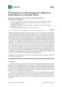 Considerations for Determining the Coefficient of Inertia Masses for A