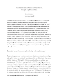 From Remembering to Memory by Way of Culture. a Study in Cognitive Semiotics