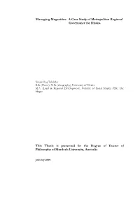 Managing Megacities: a Case Study of Metropolitan Regional Governance for Dhaka
