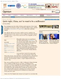 Quite Right, China, Not 'To Want to Be a Millionaire'