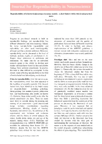 Reproducibility of Behavioral Phenotypes in Mouse Models - a Short History with Critical and Practical Notes