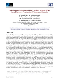 Soman-Induced Neuro-Inflammatory Reaction in Mouse Brain. Some Effects of a Combination of Atropine and Ketamine