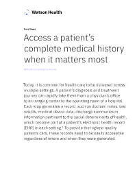Access a Patient's Complete Medical History When It Matters Most