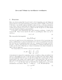Area and Volume in Curvilinear Coordinates 1 Overview