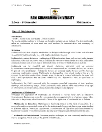 B.Com – 6Th Semester Multimedia Unit-5 Multimedia