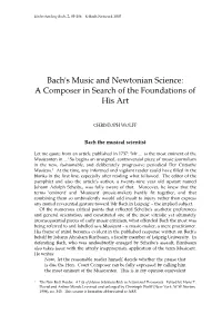 Bach's Music and Newtonian Science: a Composer in Search of the Foundations of His Art