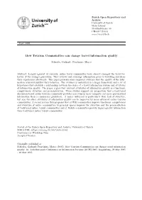 How Tourism Communities Can Change Travel Information Quality
