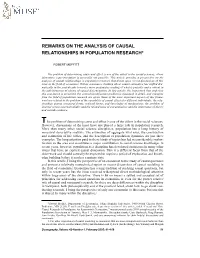Remarks on the Analysis of Causal Relationships in Population Research*