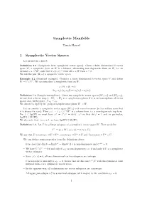 1 Symplectic Vector Spaces