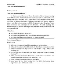 Bible Study the Book of Hosea 6:1-7:16 True and False Repentance