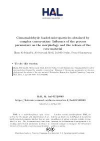 Cinnamaldehyde Loaded-Microparticles Obtained By