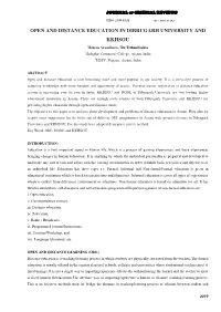Open and Distance Education in Dibrugarh University And
