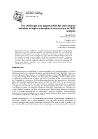 The Challenges and Opportunities for Professional Societies in Higher Education in Australasia: a PEST Analysis
